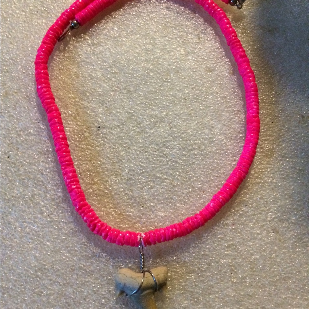 Vintage pink shell nail necklace